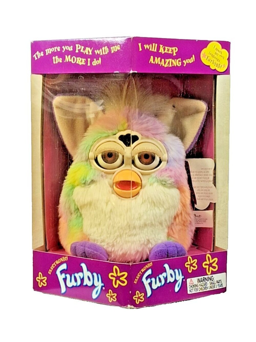 Vintage 1999 Pastel Rainbow TIE DYE FURBY 70-800 NEW RL Factory Sealed Untested